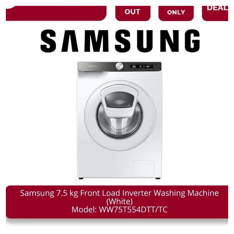 Samsung WW75T554DTT/TC Front-Load Washing Machine, 7.5 kg