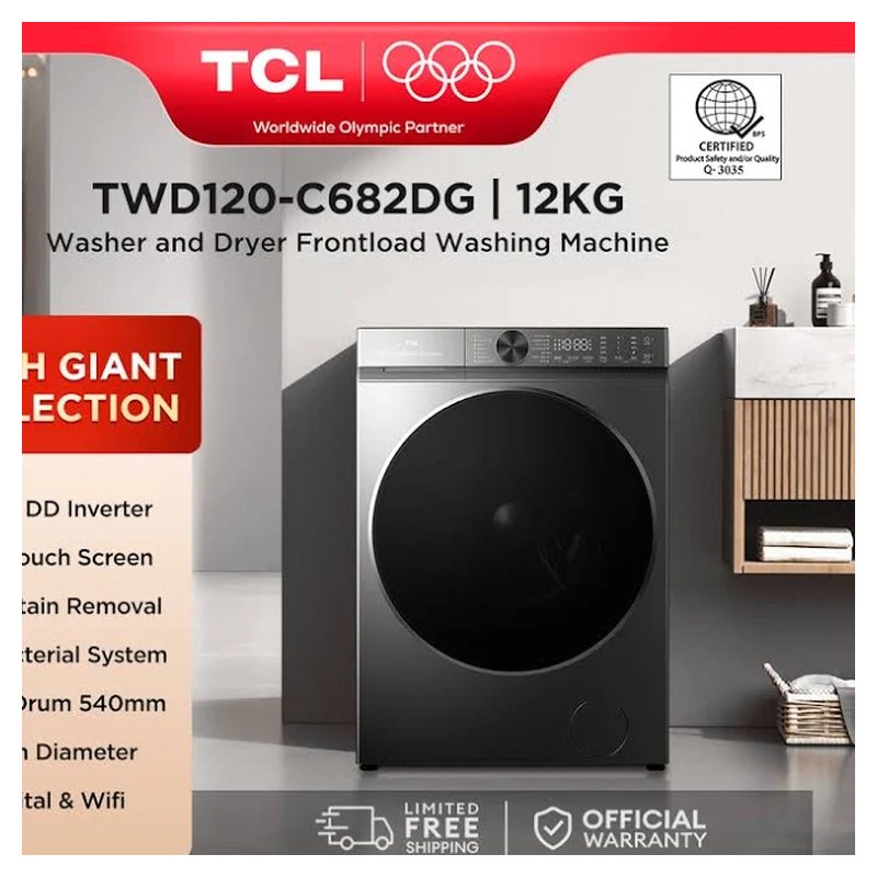 TCL TWD120-C682DG 12kg/8kg Washer-Dryer Combo Front-Load Machine
