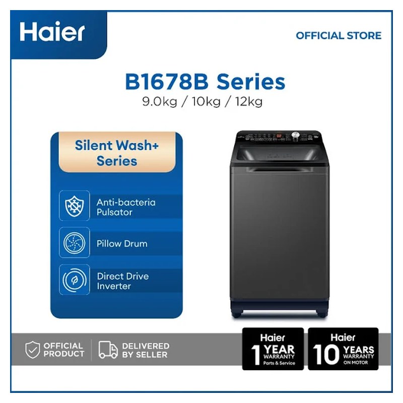 Haier B1678B Fully Automatic Top Load Washing Machine, 9–12 kg